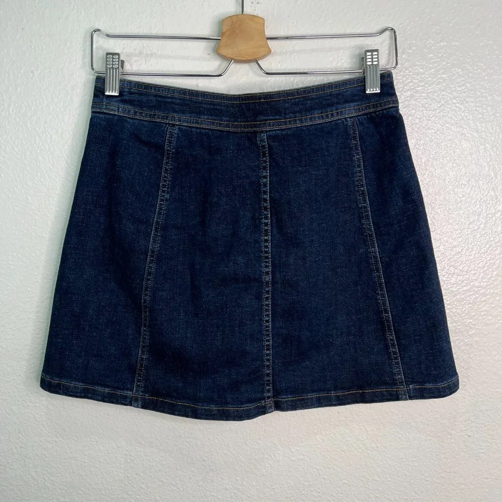 Madewell Denim Mini Skirt Button Front Dark Wash Size 2 - Picture 5 of 8
